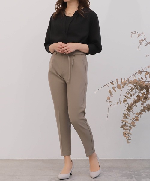 mil(ミル)の「【150㎝前後の小柄さんサイズ】バンドカラージョーゼットブラウス(シャツ/ブラウス・レディース・ブラック/ピンク/オフホワイト・M/S)」の7枚目の写真