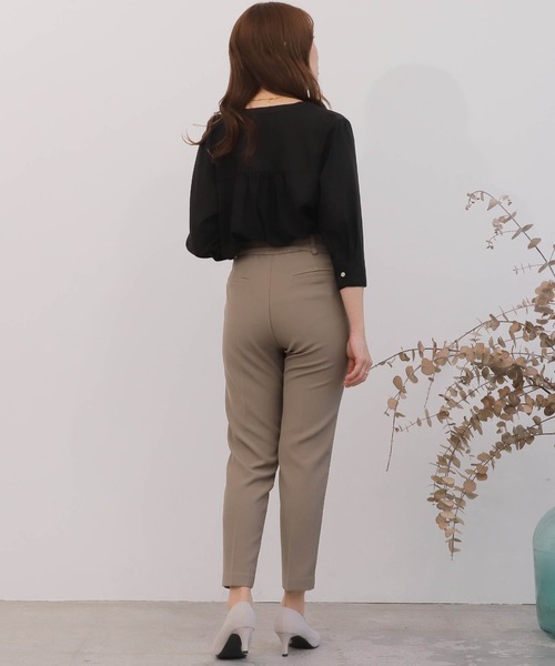 mil(ミル)の「【150㎝前後の小柄さんサイズ】バンドカラージョーゼットブラウス(シャツ/ブラウス・レディース・ブラック/ピンク/オフホワイト・M/S)」の9枚目の写真