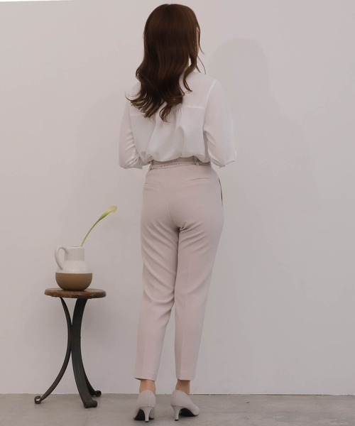 mil(ミル)の「【150㎝前後の小柄さんサイズ】バンドカラージョーゼットブラウス(シャツ/ブラウス・レディース・ブラック/ピンク/オフホワイト・M/S)」の17枚目の写真