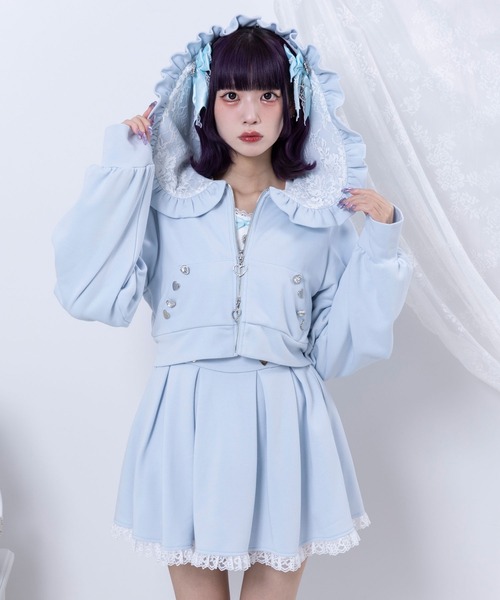 DearMyLove（ディアマイラブ）の「ハートビジューフリル2wayパーカー