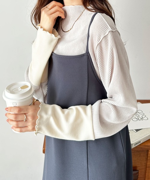 GeeRA(ジーラ)の「配色切替メロープリーツトップス(Tシャツ/カットソー・レディース・ブルー/ブラック/ライトグレー・SMALL/MEDIUM/LARGE/X-LARGE)」の7枚目の写真