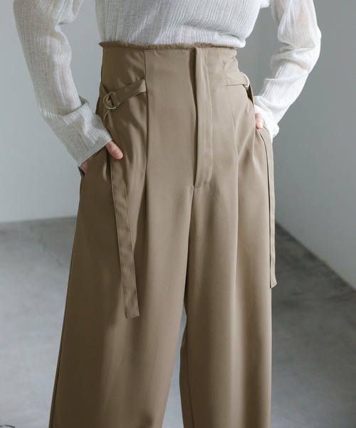 サイドベルトハイウエストワイドパンツ（スラックス）｜select MOCA