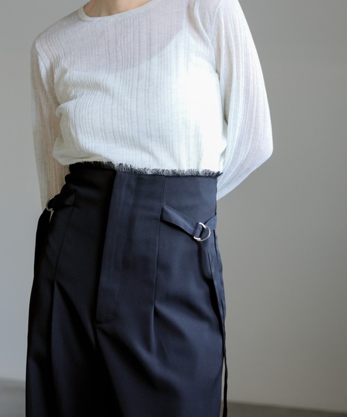 サイドベルトハイウエストワイドパンツ（スラックス）｜select MOCA