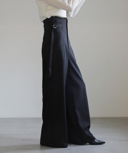 サイドベルトハイウエストワイドパンツ（スラックス）｜select MOCA