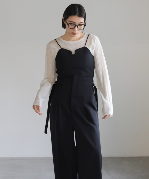 select MOCA(セレクトモカ)の「サイドベルトハイウエストワイドパンツ(スラックス・レディース・ブラック/グレイッシュベージュ・MEDIUM/LARGE)」の14枚目の写真