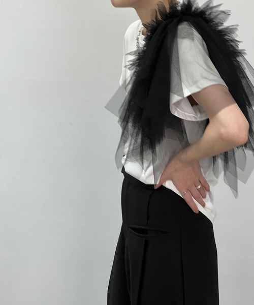 chuclla(チュクラ)の「マルチway チュールラッフル chw24s030(その他トップス・レディース・ブラック・FREE)」の2枚目の写真