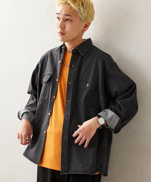 JOURNAL STANDARD relume（ジャーナルスタンダード　レリューム）の「AMERICAN デニムシャツ by COTTON USA（シャツ/ブラウス・メンズ・ブラック/ネイビー・MEDIUM/LARGE）」の11枚目の写真