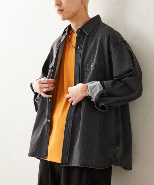 JOURNAL STANDARD relume（ジャーナルスタンダード　レリューム）の「AMERICAN デニムシャツ by COTTON USA（シャツ/ブラウス・メンズ・ブラック/ネイビー・MEDIUM/LARGE）」の12枚目の写真