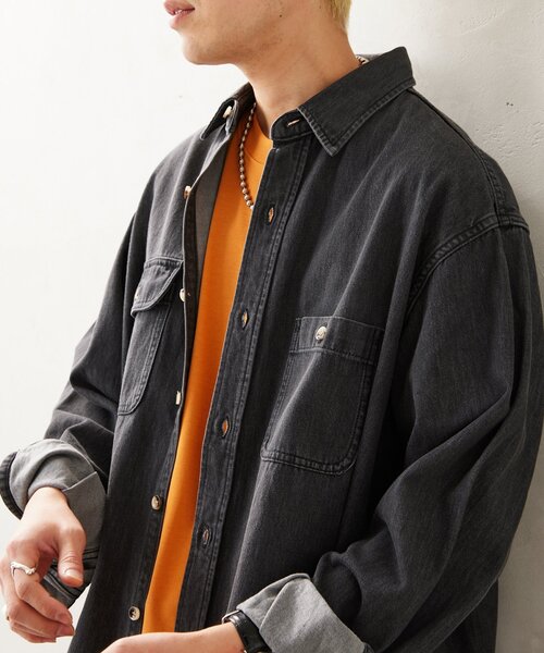 JOURNAL STANDARD relume（ジャーナルスタンダード　レリューム）の「AMERICAN デニムシャツ by COTTON USA（シャツ/ブラウス・メンズ・ブラック/ネイビー・MEDIUM/LARGE）」の15枚目の写真