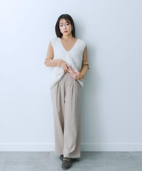 HEYUMM（ヘユム）の「チュールテープニットベスト（ベスト・レディース・ブラック/アイボリー/グレー・ONE）」の11枚目の写真