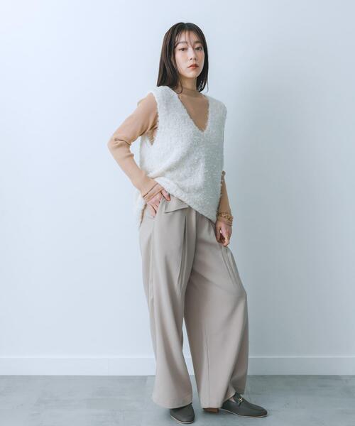 HEYUMM（ヘユム）の「チュールテープニットベスト（ベスト・レディース・ブラック/アイボリー/グレー・ONE）」の12枚目の写真