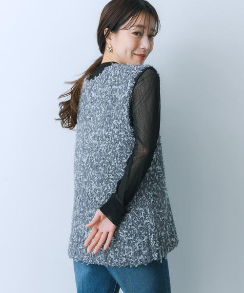 HEYUMM（ヘユム）の「チュールテープニットベスト（ベスト・レディース・ブラック/アイボリー/グレー・ONE）」の20枚目の写真