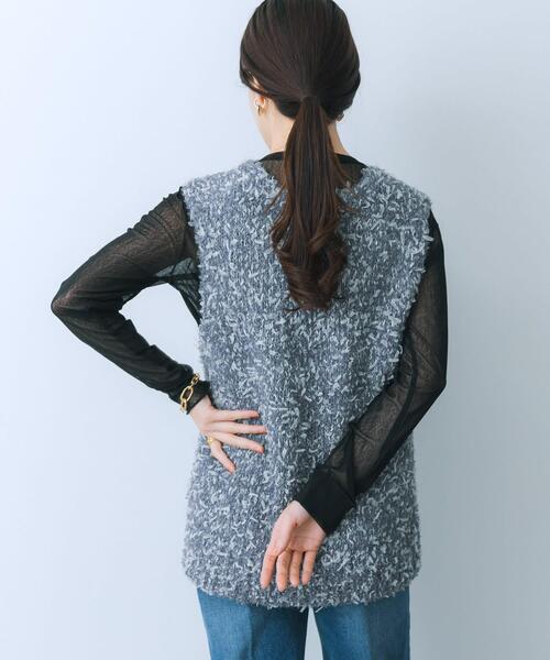 HEYUMM（ヘユム）の「チュールテープニットベスト（ベスト・レディース・ブラック/アイボリー/グレー・ONE）」の21枚目の写真