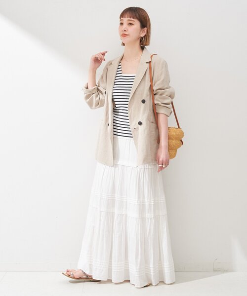 B.C STOCK（ベーセーストック）の「《追加2》ピンタックギャザースカート（スカート・レディース・ホワイト/ブラック・FREE）」の7枚目の写真