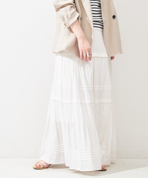 B.C STOCK（ベーセーストック）の「《追加2》ピンタックギャザースカート（スカート・レディース・ホワイト/ブラック・FREE）」の10枚目の写真