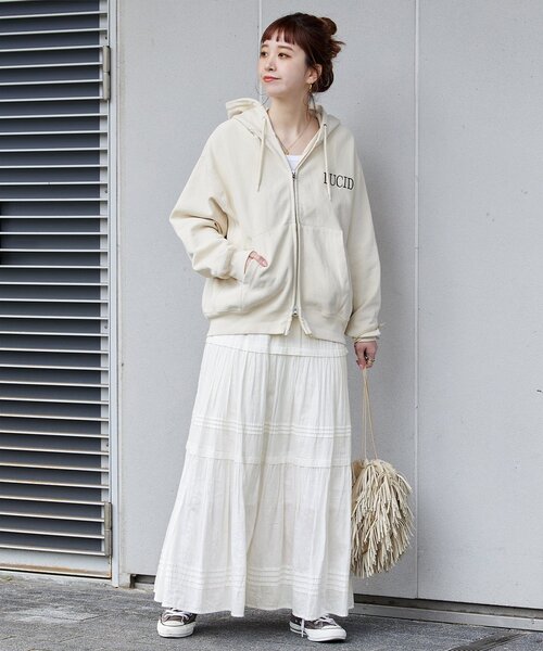 B.C STOCK（ベーセーストック）の「《追加2》ピンタックギャザースカート（スカート・レディース・ホワイト/ブラック・FREE）」の15枚目の写真