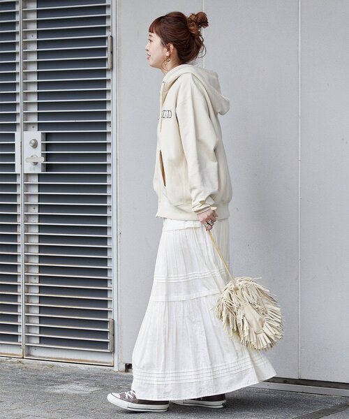 B.C STOCK（ベーセーストック）の「《追加2》ピンタックギャザースカート（スカート・レディース・ホワイト/ブラック・FREE）」の16枚目の写真