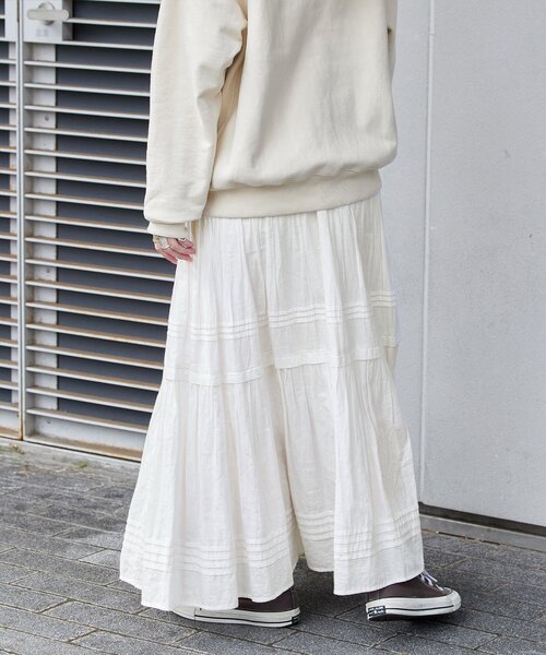 B.C STOCK（ベーセーストック）の「《追加2》ピンタックギャザースカート（スカート・レディース・ホワイト/ブラック・FREE）」の20枚目の写真