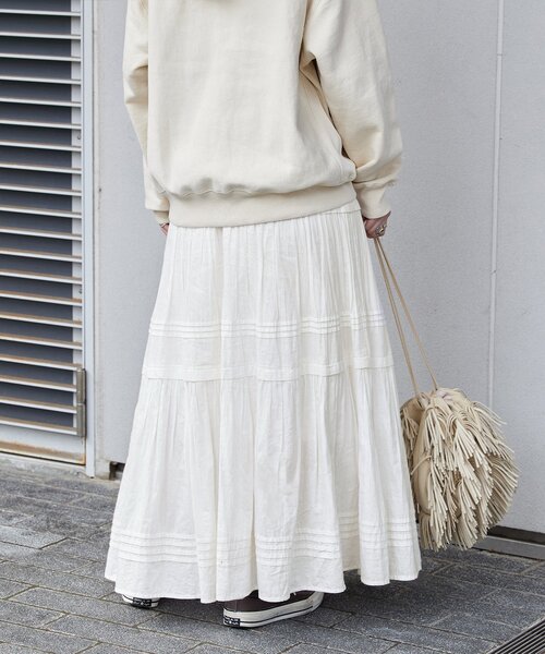 B.C STOCK（ベーセーストック）の「《追加2》ピンタックギャザースカート（スカート・レディース・ホワイト/ブラック・FREE）」の21枚目の写真