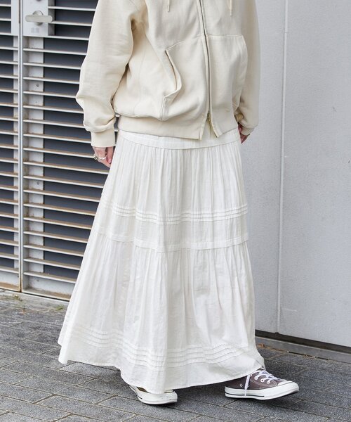 B.C STOCK（ベーセーストック）の「《追加2》ピンタックギャザースカート（スカート・レディース・ホワイト/ブラック・FREE）」の22枚目の写真