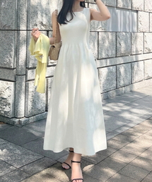 [ 岡部あゆみさんコラボ ]　選べるタイプとサイズスクエアボートネックニットワンピース