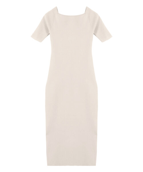 KOBE LETTUCE（コウベレタス）の「[ 岡部あゆみさんコラボ ]　選べるタイプとサイズスクエアボートネックニットワンピース（ワンピース・レディース・クリーム/アイボリー系/ブラウン系/ブラック/ブルーグレー/モカ/ブラック系/ブルー系/ピンク系/ライトピンク/ホワイト/ホワイト系/ネイビー系/ネイビー・S/S1/M1/M）」の8枚目の写真