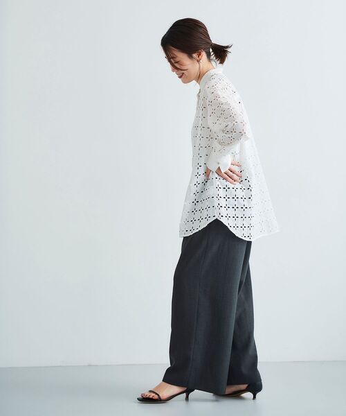 le.coeur blanc カットワークレースショートブラウス カットワークレースショートブラウス/le.coeur blanc(ルクール