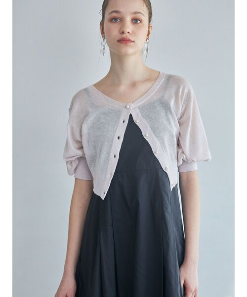 MERCURYDUO（マーキュリーデュオ）の「ラメシアー5分袖カーディガン（カーディガン/ボレロ・レディース・オフホワイト/ベビーピンク/ブルー・FREE）」の8枚目の写真