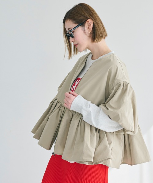 coca（coca）（コカ）の「【WEB限定セール】パリフワバルーン袖ギャザージャケット（ノーカラージャケット・レディース・ブラック/ネイビー/ベージュ・L/M）」の5枚目の写真