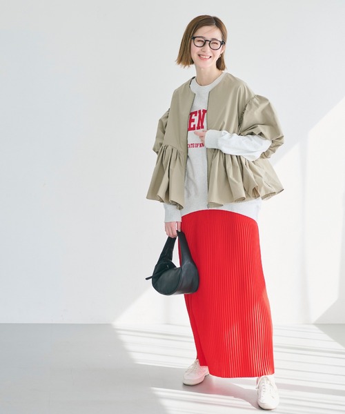 coca（coca）（コカ）の「【WEB限定セール】パリフワバルーン袖ギャザージャケット（ノーカラージャケット・レディース・ブラック/ネイビー/ベージュ・L/M）」の7枚目の写真