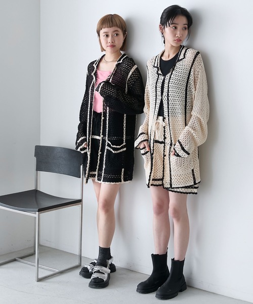 4/13限定値下げ　ballaholic ダークグリーン カーディガン M ラメリボンクルーネックカーディガン[AAA4-22B002]｜URBAN