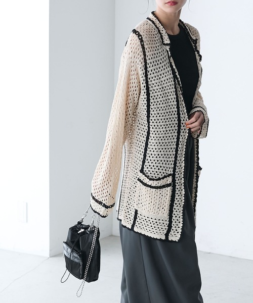 forksy.（フォルクシー）の「【forksy.】ライン配色クロシェカーディガン（カーディガン/ボレロ・レディース・ブラック/ブルー/アイボリー・FREE）」の20枚目の写真