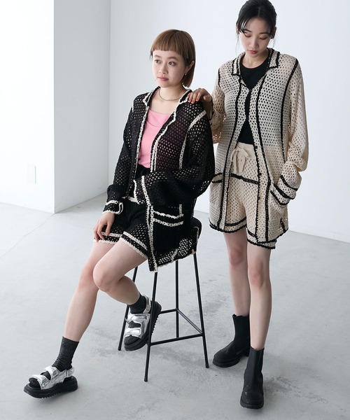 forksy.（フォルクシー）の「【forksy.】ライン配色クロシェカーディガン（カーディガン/ボレロ・レディース・ブラック/ブルー/アイボリー・FREE）」の11枚目の写真