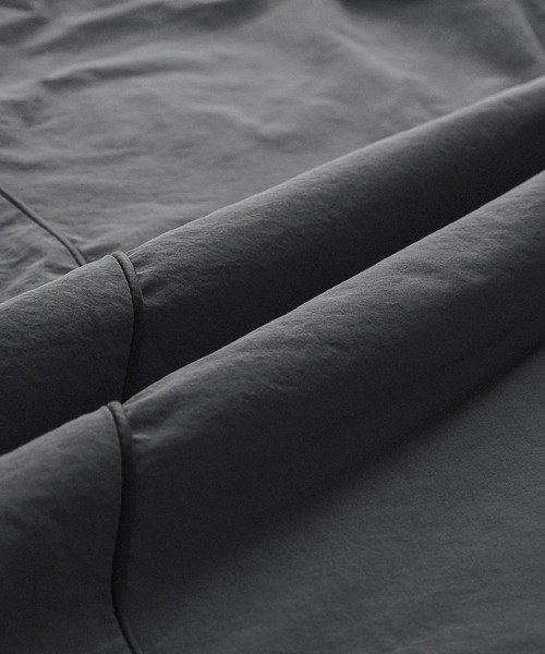 Alfred Alex】切替パイピング ハイウエスト ワイドナイロンパンツ