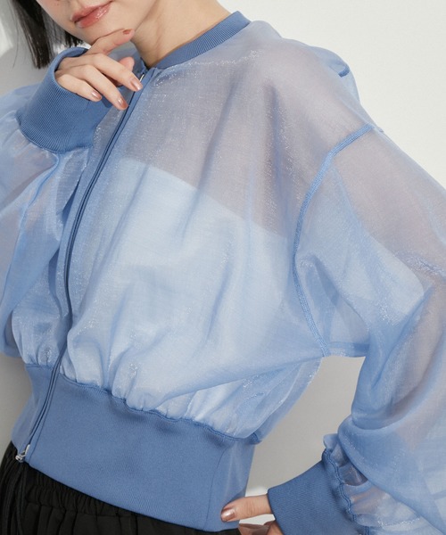 ADAM ET ROPE'（アダムエロペ）の「シアースウェットカーディガン（カーディガン/ボレロ・レディース・ブラック/ホワイト/サックスブルー・FREE）」の18枚目の写真