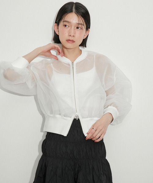 ADAM ET ROPE'（アダムエロペ）の「シアースウェットカーディガン（カーディガン/ボレロ・レディース・ブラック/ホワイト/サックスブルー・FREE）」の17枚目の写真