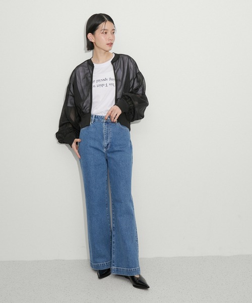 ADAM ET ROPE'（アダムエロペ）の「シアースウェットカーディガン（カーディガン/ボレロ・レディース・ブラック/ホワイト/サックスブルー・FREE）」の6枚目の写真