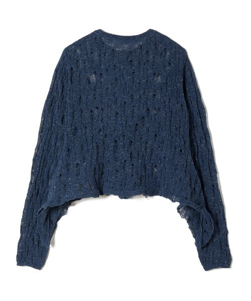 PERVERZE クラッシュカーディガン ネイビー PERVERZE＞TWIN LAYERED KNIT CARDIGAN/カーディガン