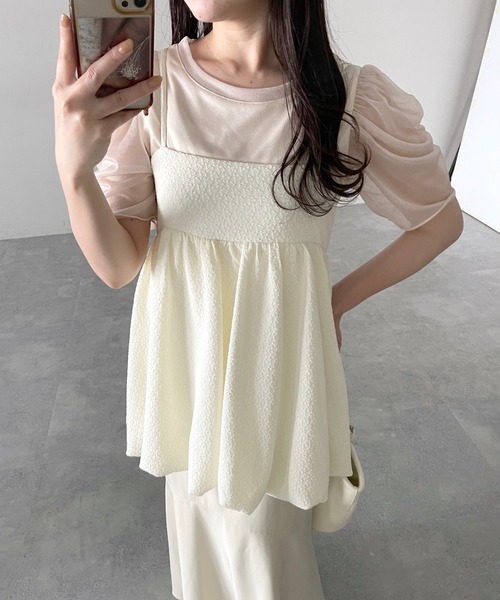 mysty woman（ミスティウーマン）の「ラメシアーギャザースリーブプルオーバー　119180（Tシャツ/カットソー・レディース・グレイッシュブルー/チャコールグレー/オフホワイト/オレンジ・FREE）」の22枚目の写真