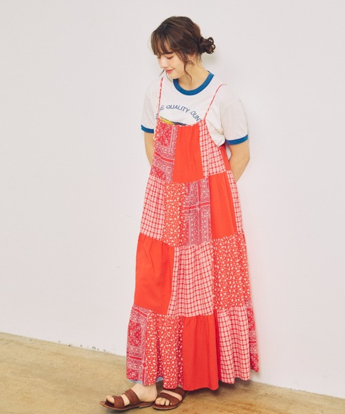 anoco no oheya（アノコノオへヤ）の「patchwork onepiece（ワンピース・レディース・ブラウン/レッド・FREE）」の16枚目の写真