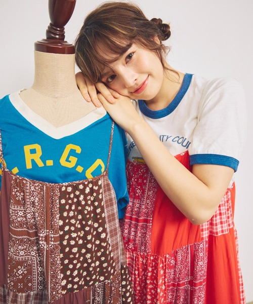 anoco no oheya（アノコノオへヤ）の「patchwork onepiece（ワンピース・レディース・ブラウン/レッド・FREE）」の17枚目の写真