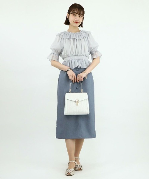 F i.n.t（フィント）の「シアーオフショルフリルプルオーバーブラウス/F&A/fint（シャツ/ブラウス・レディース・ライトピンク/アイボリー/ブルーグレー・FREE）」の5枚目の写真