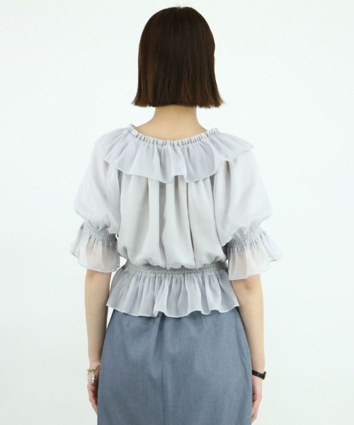 F i.n.t（フィント）の「シアーオフショルフリルプルオーバーブラウス/F&A/fint（シャツ/ブラウス・レディース・ライトピンク/アイボリー/ブルーグレー・FREE）」の10枚目の写真