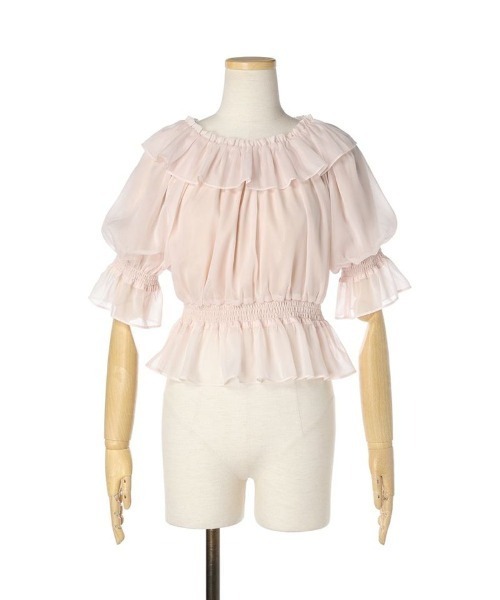 F i.n.t（フィント）の「シアーオフショルフリルプルオーバーブラウス/F&A/fint（シャツ/ブラウス・レディース・ライトピンク/アイボリー/ブルーグレー・FREE）」の13枚目の写真