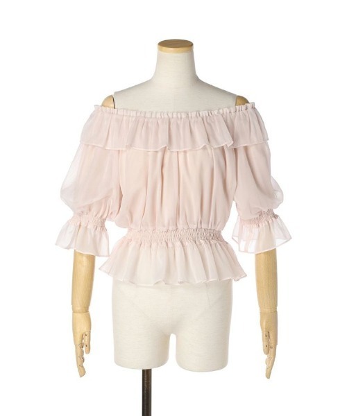 F i.n.t（フィント）の「シアーオフショルフリルプルオーバーブラウス/F&A/fint（シャツ/ブラウス・レディース・ライトピンク/アイボリー/ブルーグレー・FREE）」の17枚目の写真