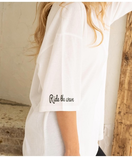 anap mimpi（アナップミンピ）の「パームツリー　チェッカーデザイン　ビッグ 半袖 Tシャツ（Tシャツ/カットソー・レディース・オレンジ/ブラック/ホワイト・FREE）」の8枚目の写真