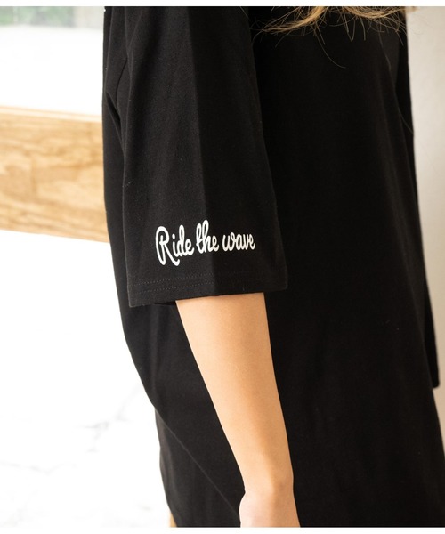 anap mimpi（アナップミンピ）の「パームツリー　チェッカーデザイン　ビッグ 半袖 Tシャツ（Tシャツ/カットソー・レディース・オレンジ/ブラック/ホワイト・FREE）」の15枚目の写真