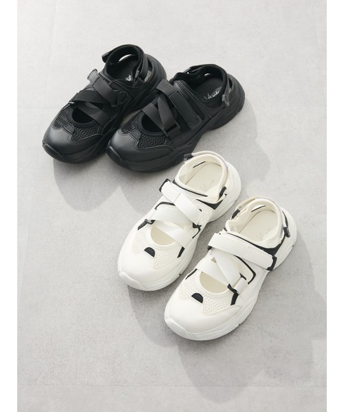 Green　Parks（グリーンパークス）の「・rich　blue　ベルクロサンダルスニーカー（スニーカー・レディース・オフホワイト/ブラック・M/LL/S/L）」の8枚目の写真