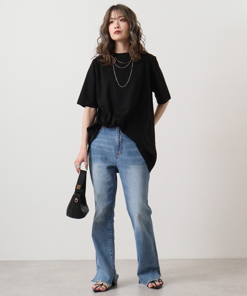 EGLANTINE(エグランティーヌ)の「Eglantine バックジャガードカットソー(Tシャツ/カットソー・レディース・ブラウン/ブラック/ベージュ/オフホワイト・40)」の14枚目の写真