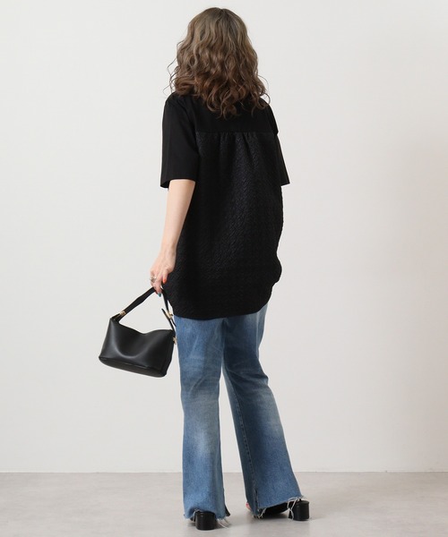 EGLANTINE(エグランティーヌ)の「Eglantine バックジャガードカットソー(Tシャツ/カットソー・レディース・ブラウン/ブラック/ベージュ/オフホワイト・40)」の15枚目の写真